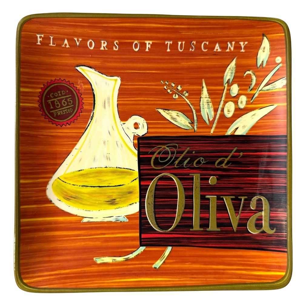 Pier 1 Imports Cucina Olio Olive Oil Platter Tray Plate Flavors of Tuscany 8 in